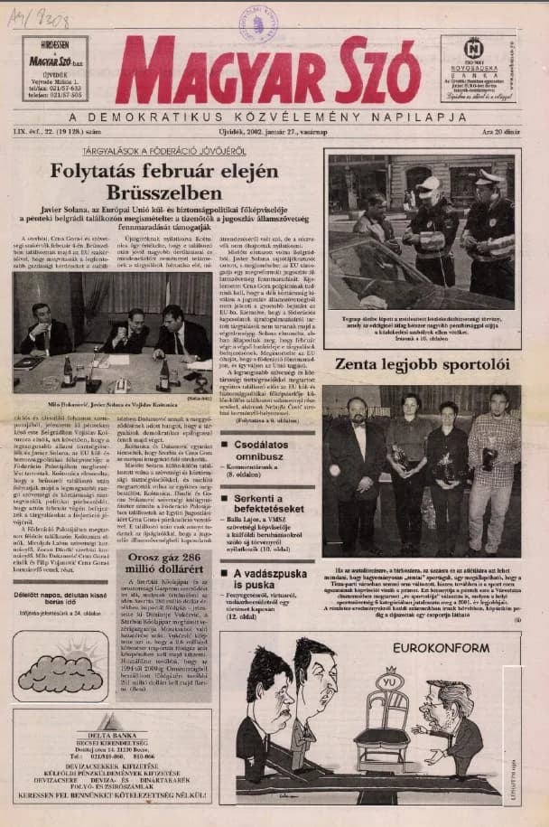 Magyar Szó, 59. évf. 2002. január 27. 22. sz. 1–28. oldal