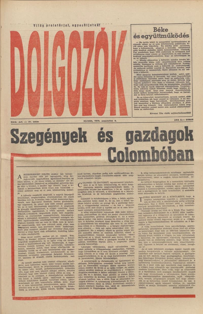 Dolgozók, 30. évf. 1976. augusztus 6. 31. sz.