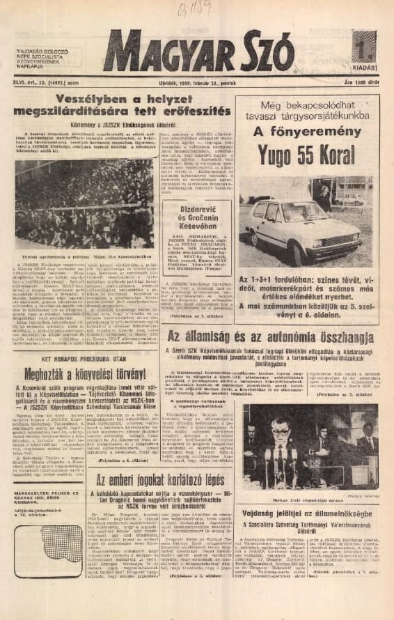 Magyar Szó, 46. évf. 1989. február 24. 52. sz. 1–24. oldal