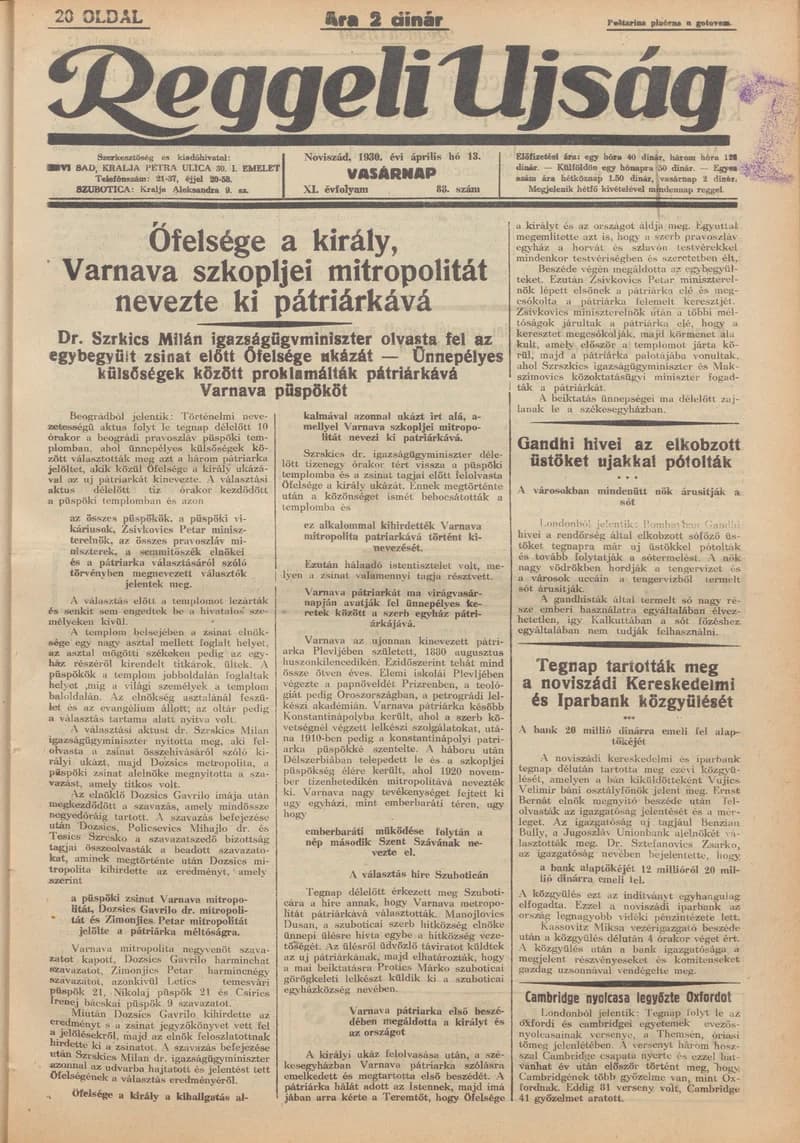 Reggeli Újság, 11. évf. 1930. április 13. 88. sz.
