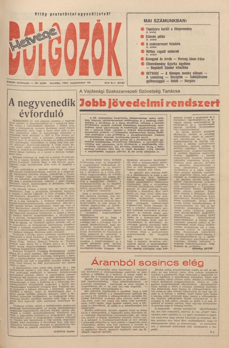 Dolgozók, 35. évf. 1981. szeptember 10. 36. sz.