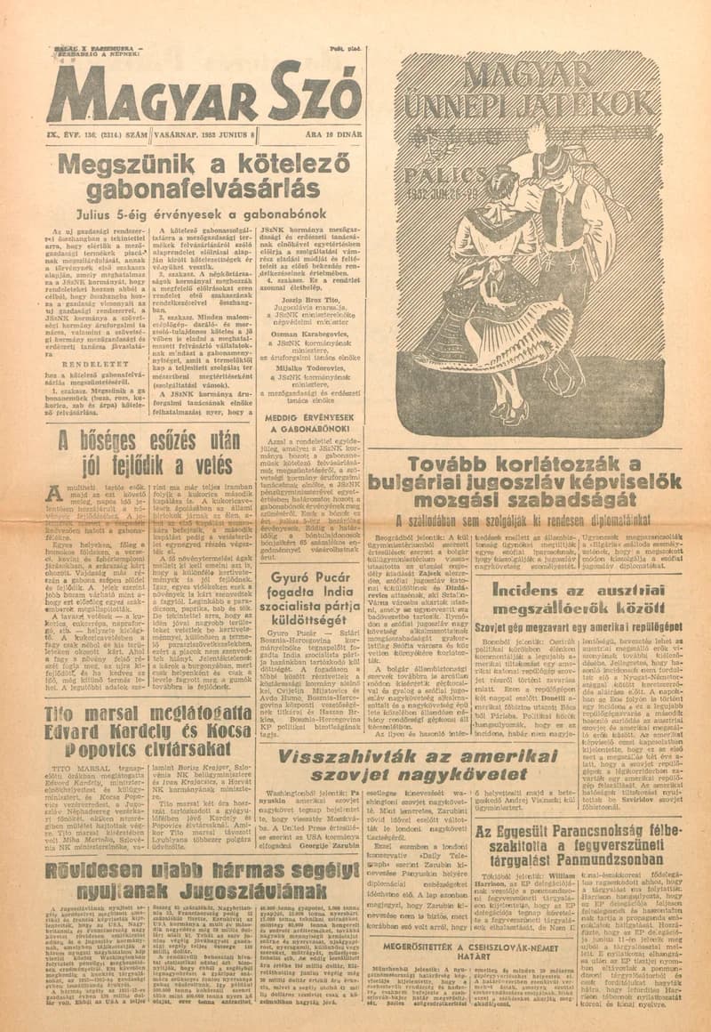 Magyar Szó, 9. évf. 1952. június 8. 136. sz. 1–12. oldal