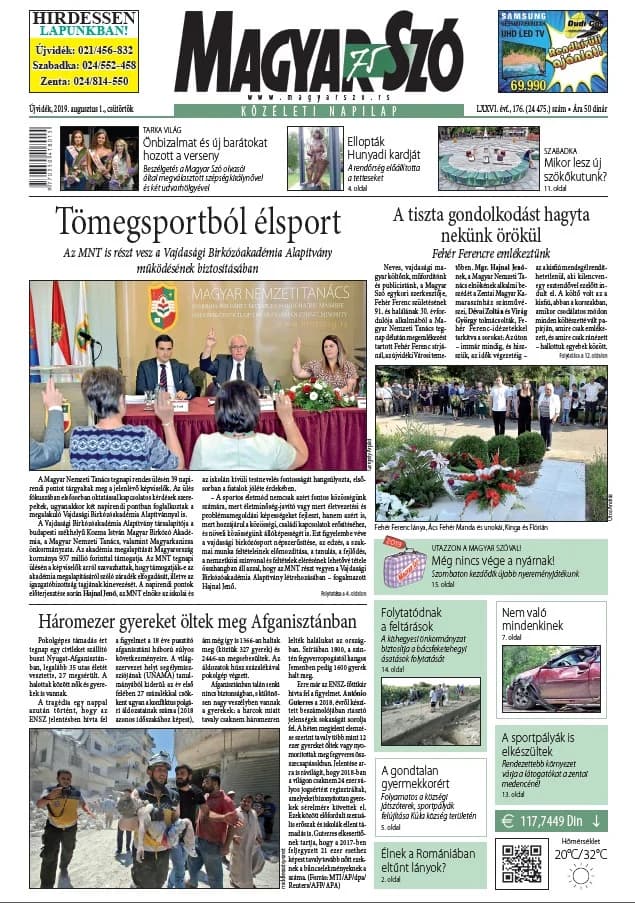 Magyar Szó, 76. évf. 2019. augusztus 1. 176. sz. 1–20. oldal