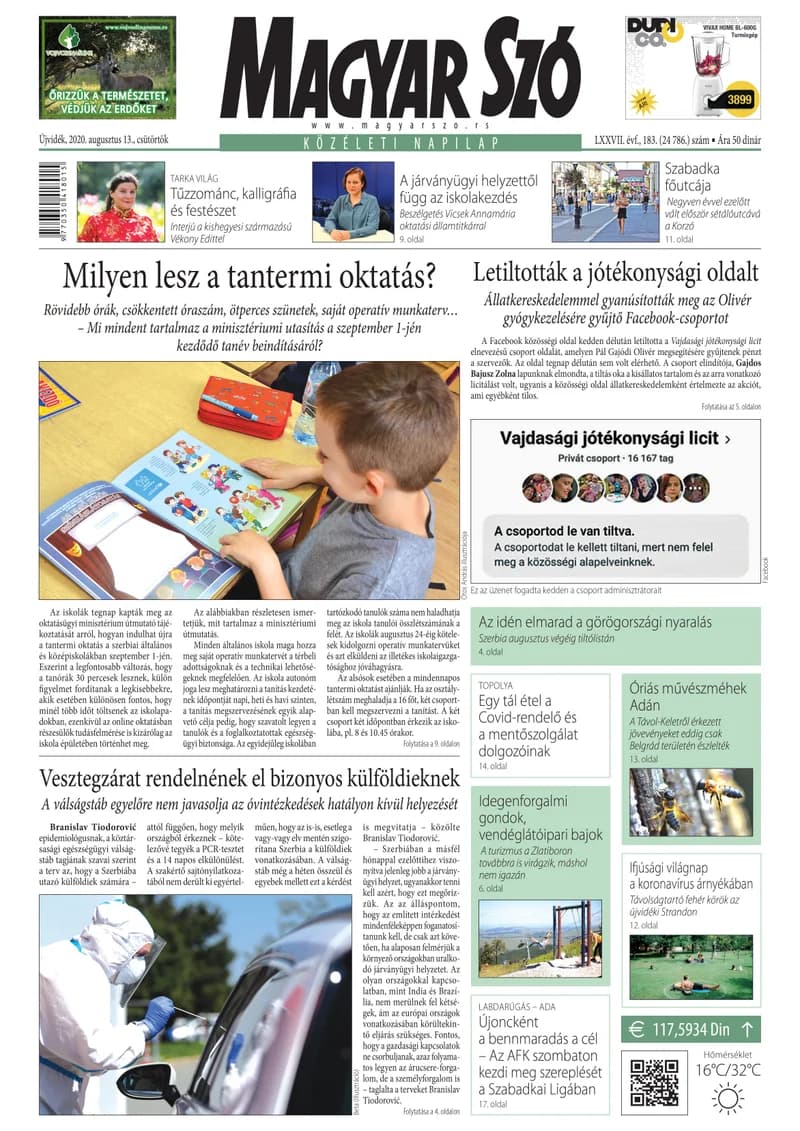 Magyar Szó, 77. évf. 2020. augusztus 13. 183. sz. 1–20. oldal