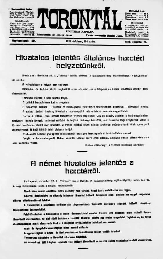 Torontál, 43. évf. 1914. december 28. 294. sz.