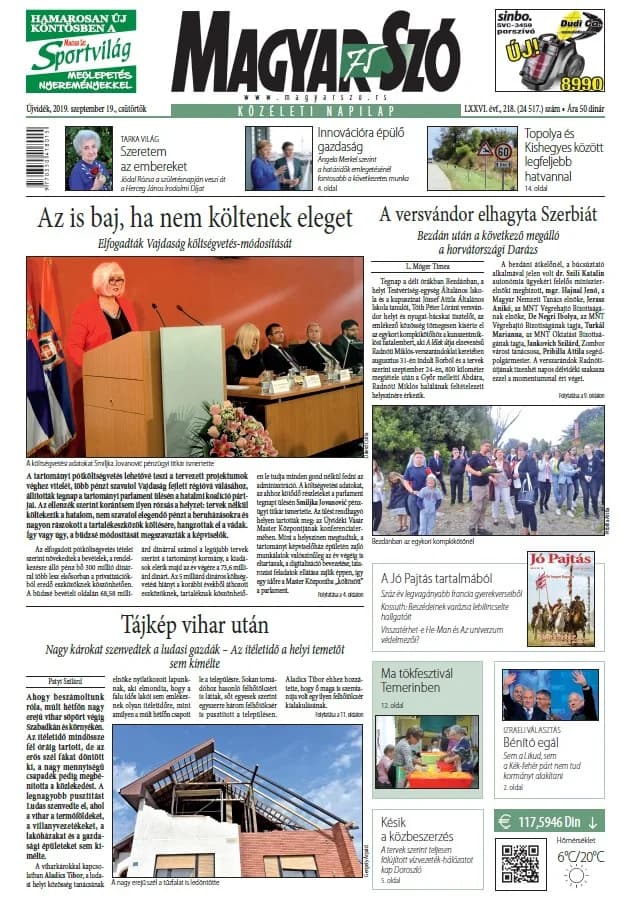 Magyar Szó, 76. évf. 2019. szeptember 19. 218. sz. 1–20. oldal