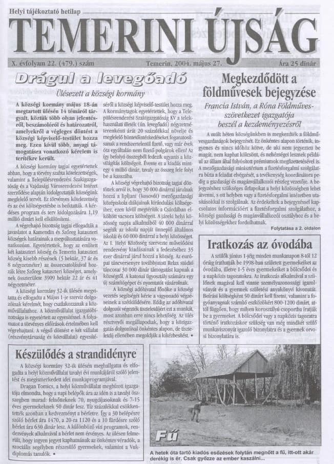 Temerini Újság, 10. évf. 2004. május 27. 22. sz.