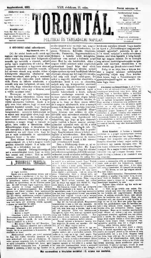 Torontál, 22. évf. 1893. március 10. 57. sz.