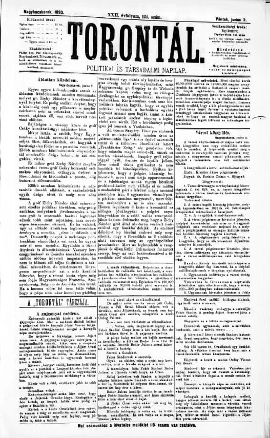 Torontál, 22. évf. 1893. június 2. 124. sz.