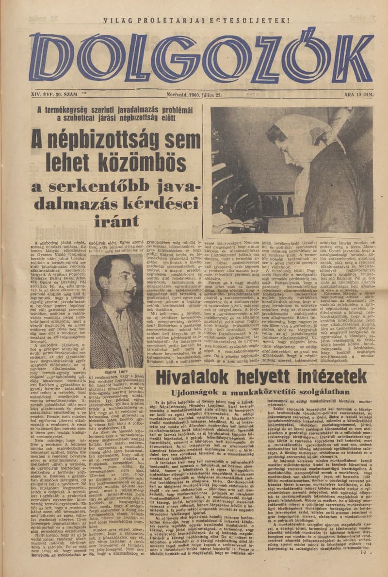 Dolgozók, 14. évf. 1960. július 22. 30. sz.