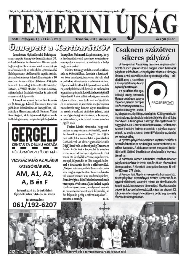 Temerini Újság, 23. évf. 2017. március 30. 13. sz.