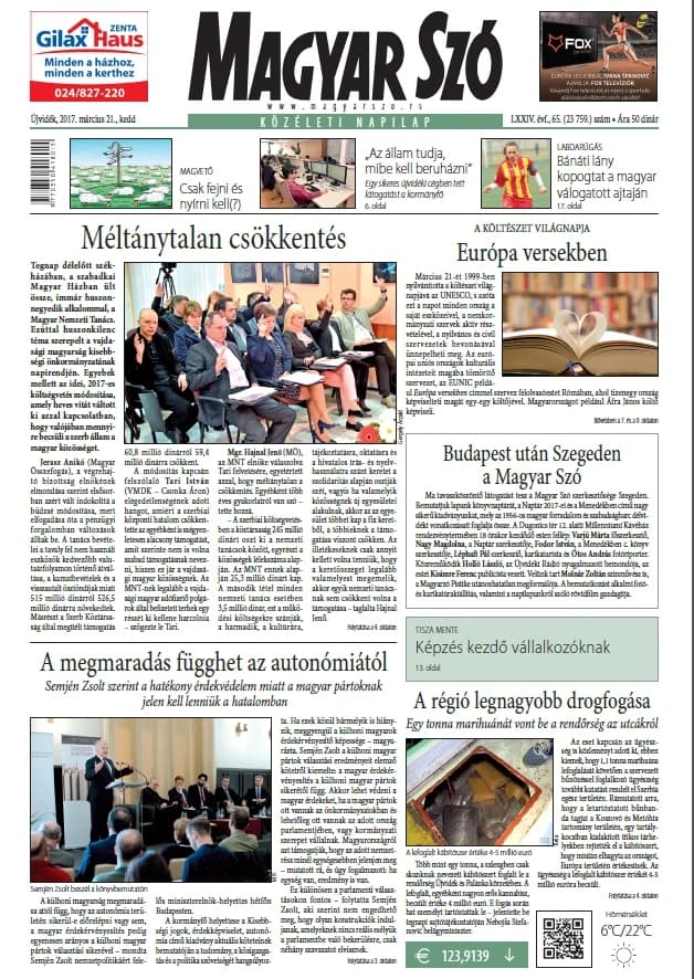 Magyar Szó, 74. évf. 2017. március 21. 65. sz. 1–16. oldal