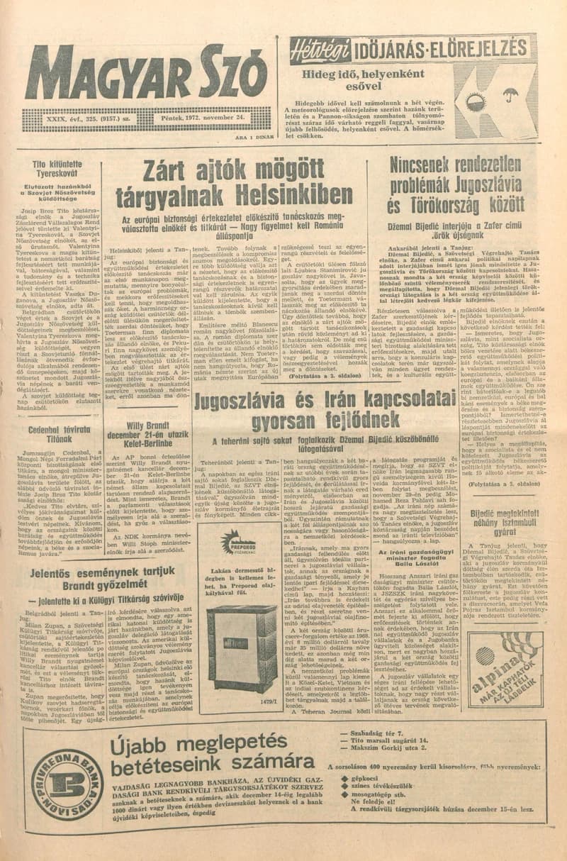 Magyar Szó, 29. évf. 1972. november 24. 325. sz. 1–14. oldal