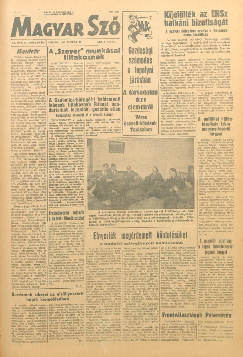 Magyar Szó, 9. évf. 1952. január 25. 21. sz. 1–6. oldal