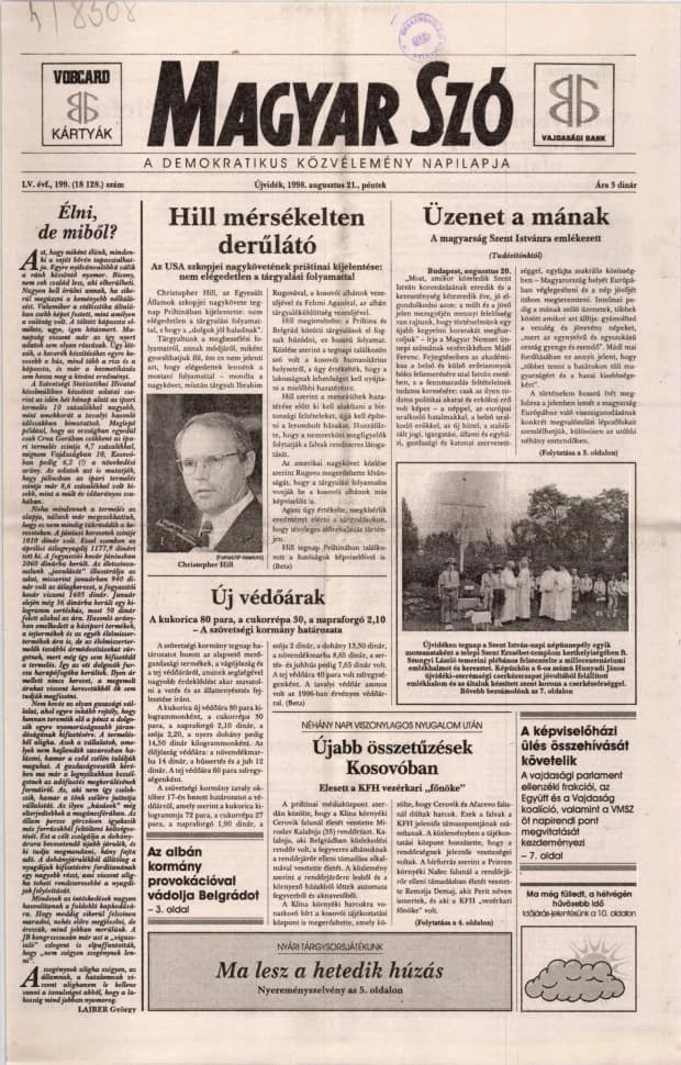 Magyar Szó, 55. évf. 1998. augusztus 21. 199. sz. 1–16. oldal
