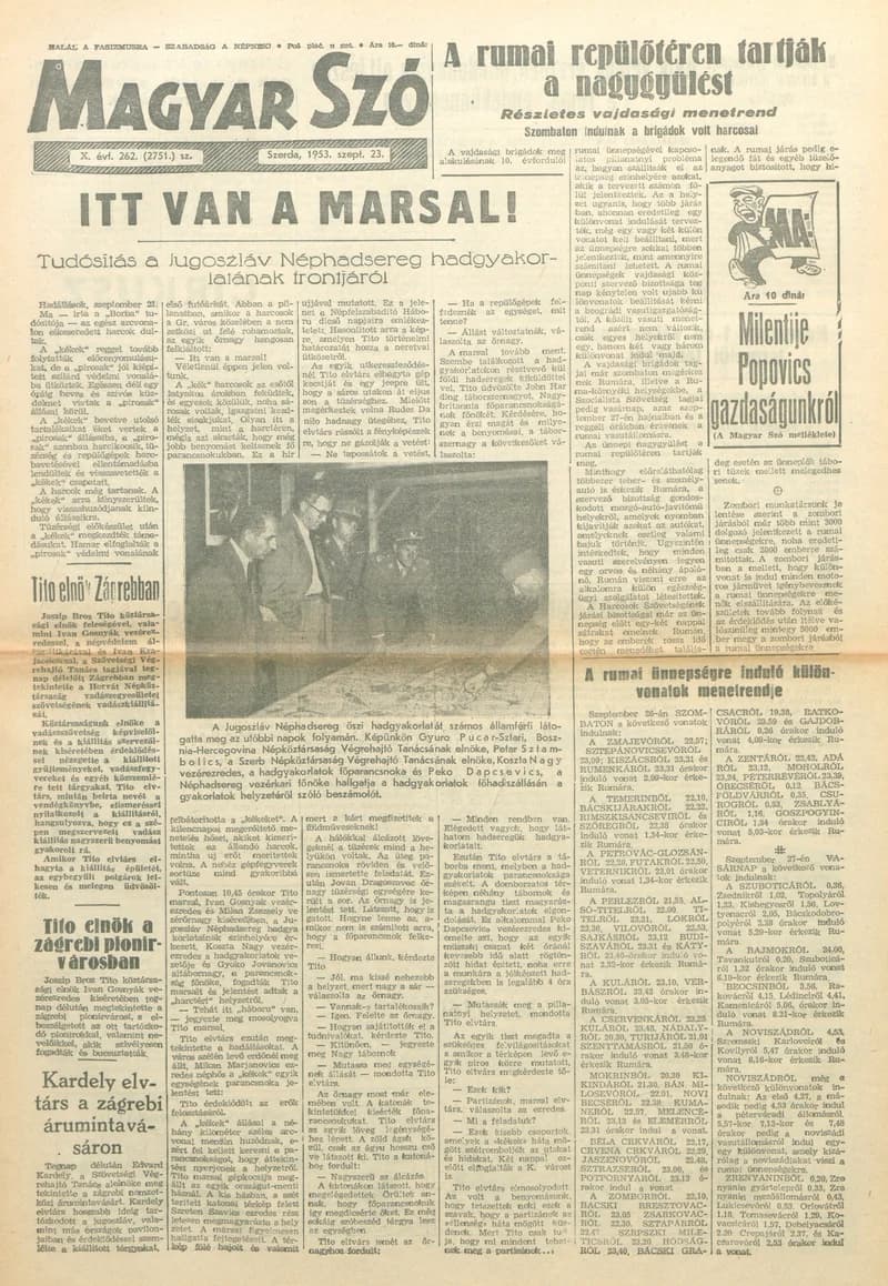 Magyar Szó, 10. évf. 1953. szeptember 23. 262. sz. 1–10. oldal