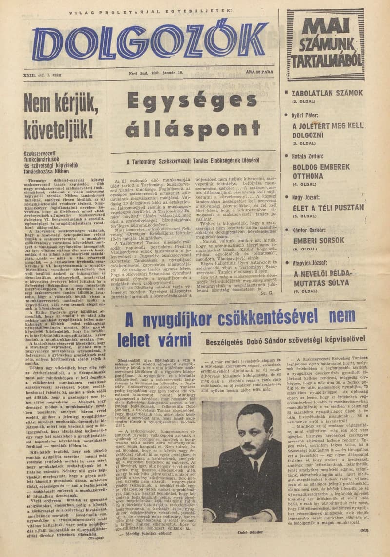 Dolgozók, 23. évf. 1969. január 10. 1. sz.