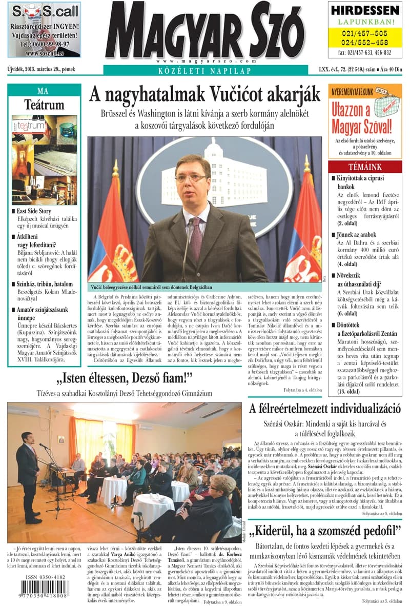 Magyar Szó, 70. évf. 2013. március 29. 72. sz. 1–20. oldal