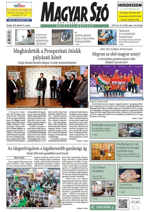 Magyar Szó, 75. évf. 2018. február 23. 43. sz. 1–16. oldal