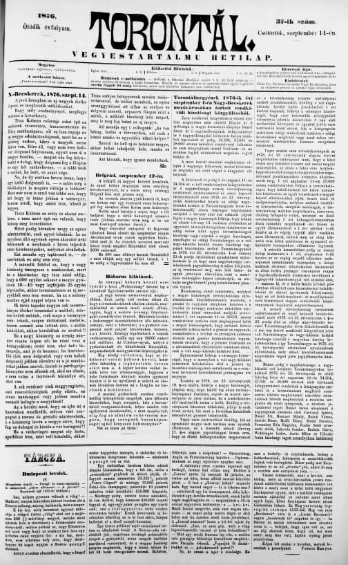 Torontál, 5. évf. 1876. szeptember 14. 37. sz.