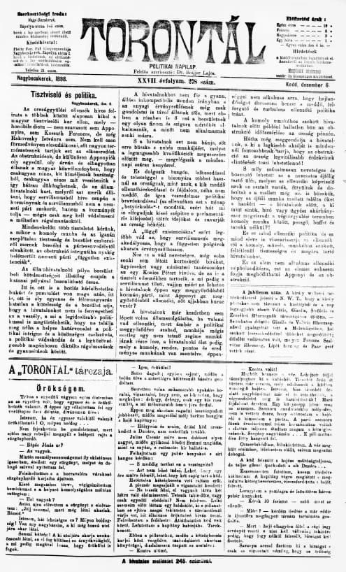 Torontál, 27. évf. 1898. december 6. 278. sz.