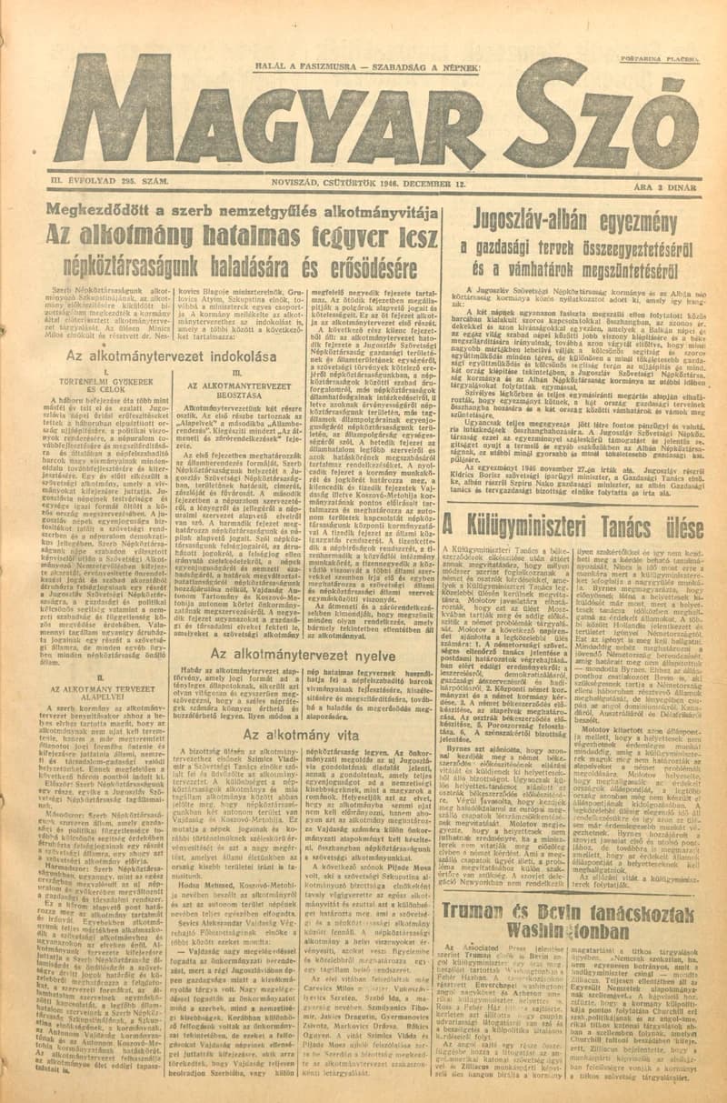Magyar Szó, 3. évf. 1946. december 12. 295. sz. 1–8. oldal