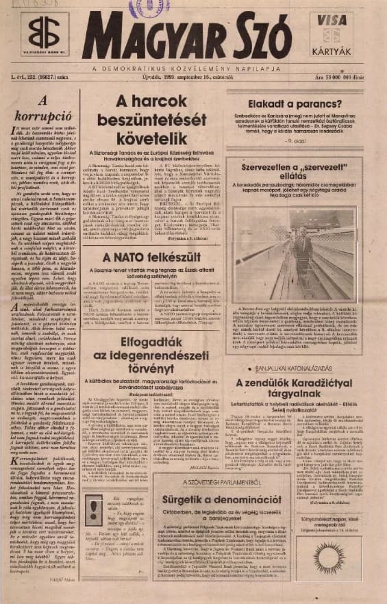 Magyar Szó, 50. évf. 1993. szeptember 16. 252. sz. 1–16. oldal