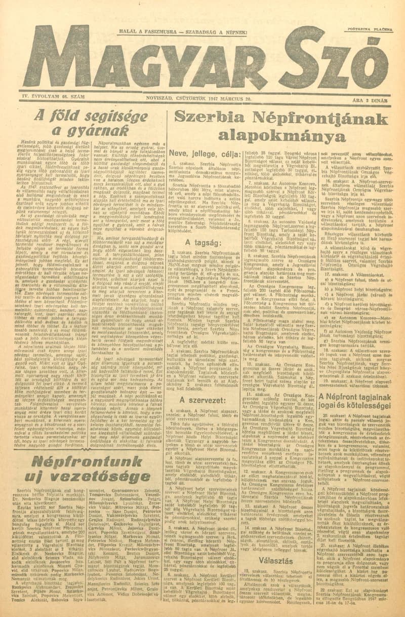 Magyar Szó, 4. évf. 1947. március 20. 66. sz. 1–6. oldal