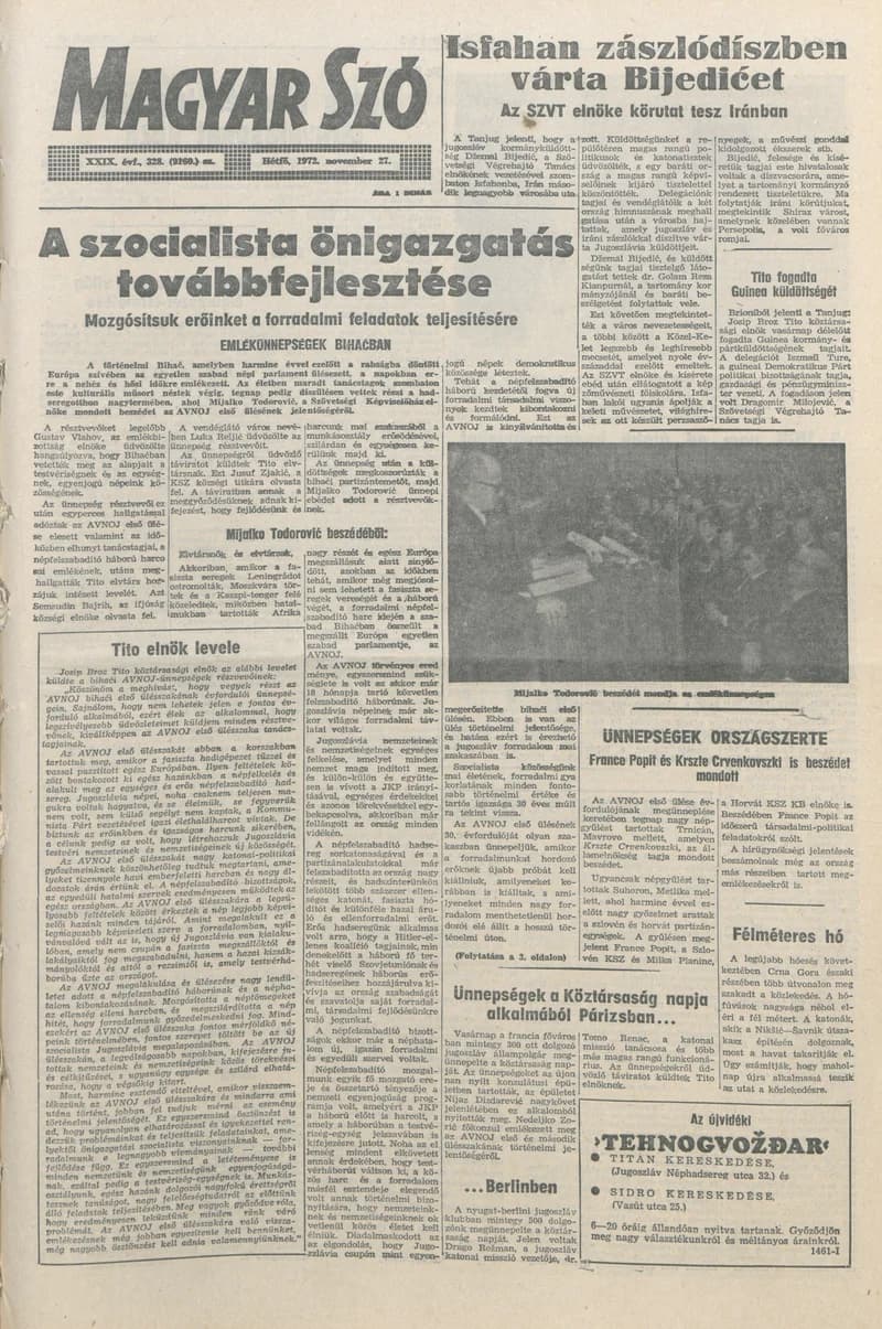 Magyar Szó, 29. évf. 1972. november 27. 328. sz. 1–10. oldal