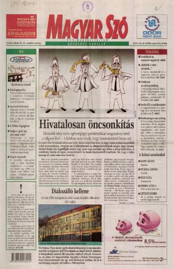 Magyar Szó, 66. évf. 2009. február 21. – 22. 42. sz. 1–36. oldal