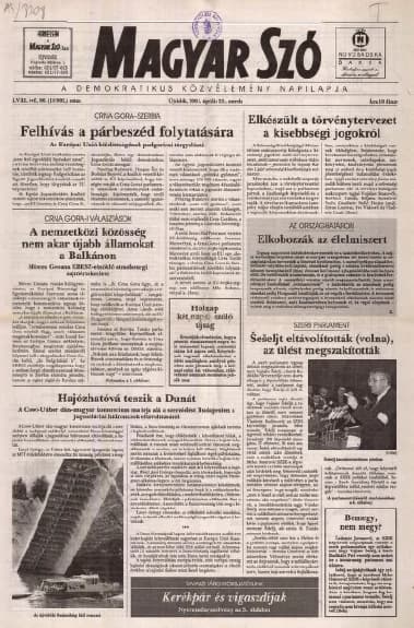 Magyar Szó, 58. évf. 2001. április 25. 96. sz. 1–16. oldal