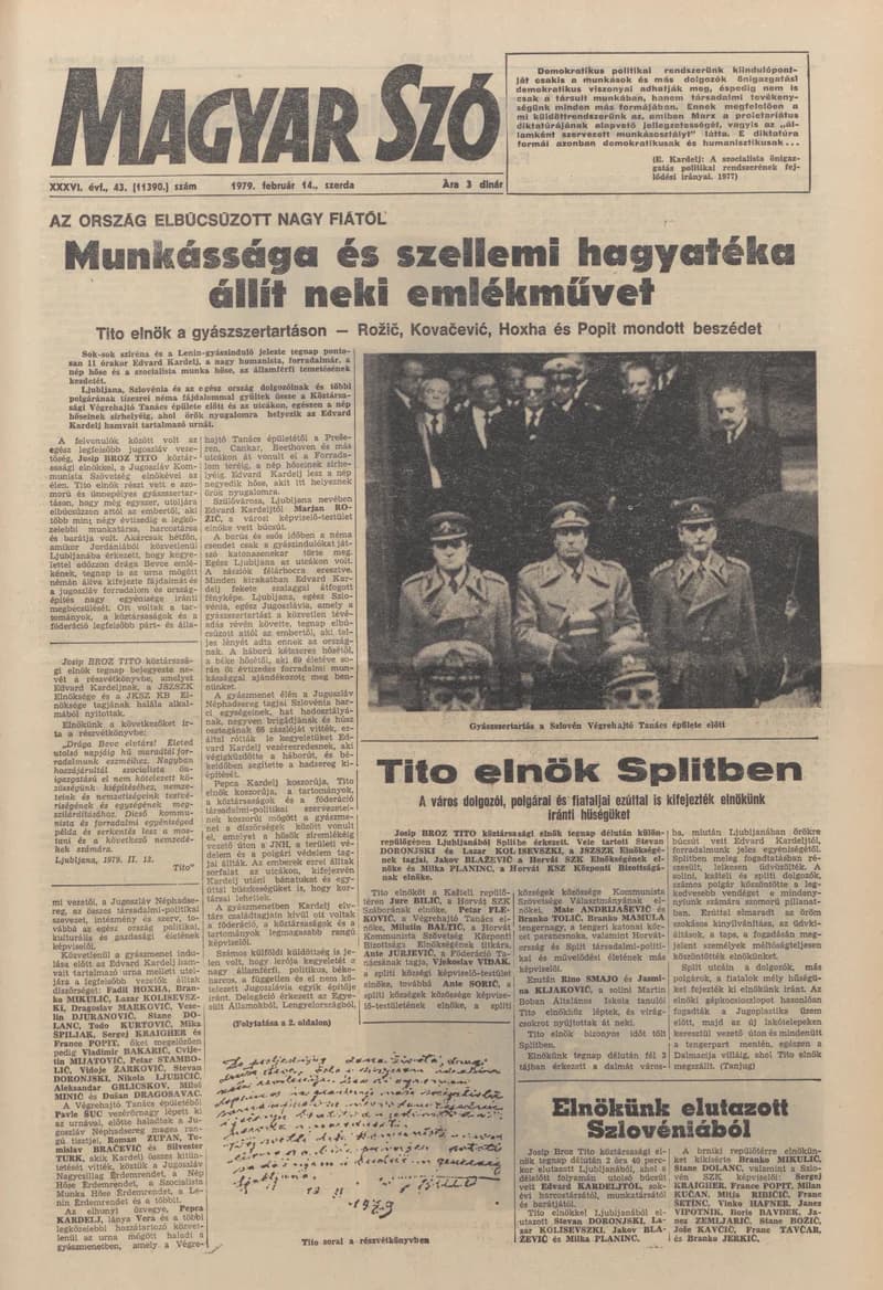 Magyar Szó, 36. évf. 1979. február 14. 43. sz. 1–20. oldal