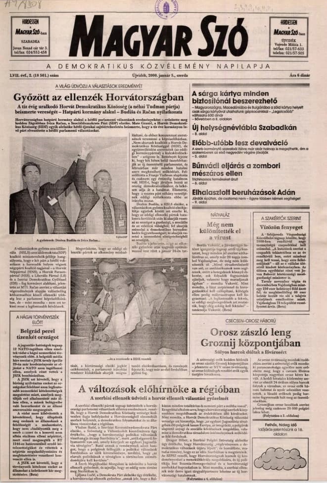 Magyar Szó, 57. évf. 2000. január 5. 2. sz. 1–16. oldal