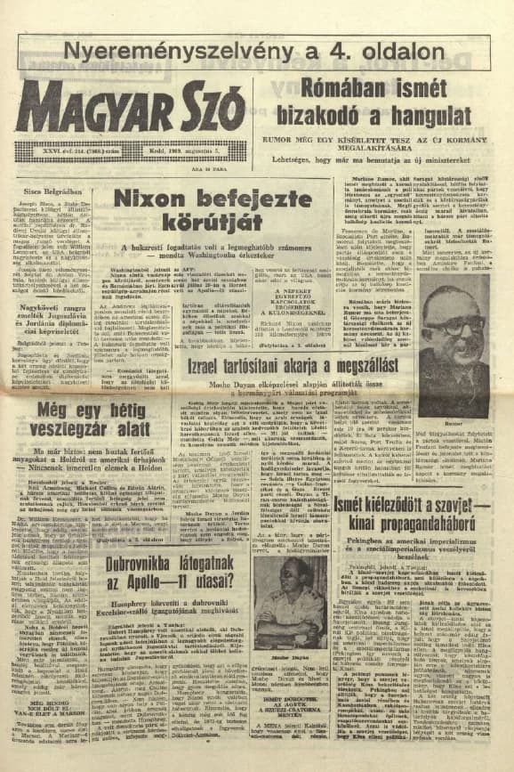 Magyar Szó, 26. évf. 1969. augusztus 5. 214. sz. 1–12. oldal