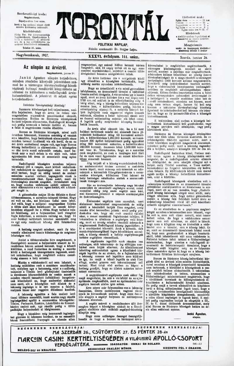 Torontál, 36. évf. 1907. június 26. 144. sz.