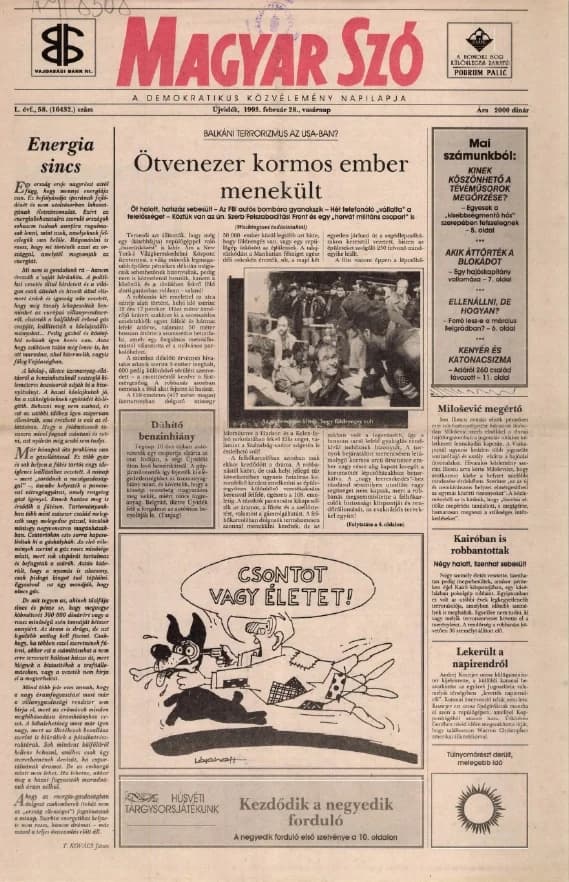 Magyar Szó, 50. évf. 1993. február 28. 57. sz. 1–24. oldal