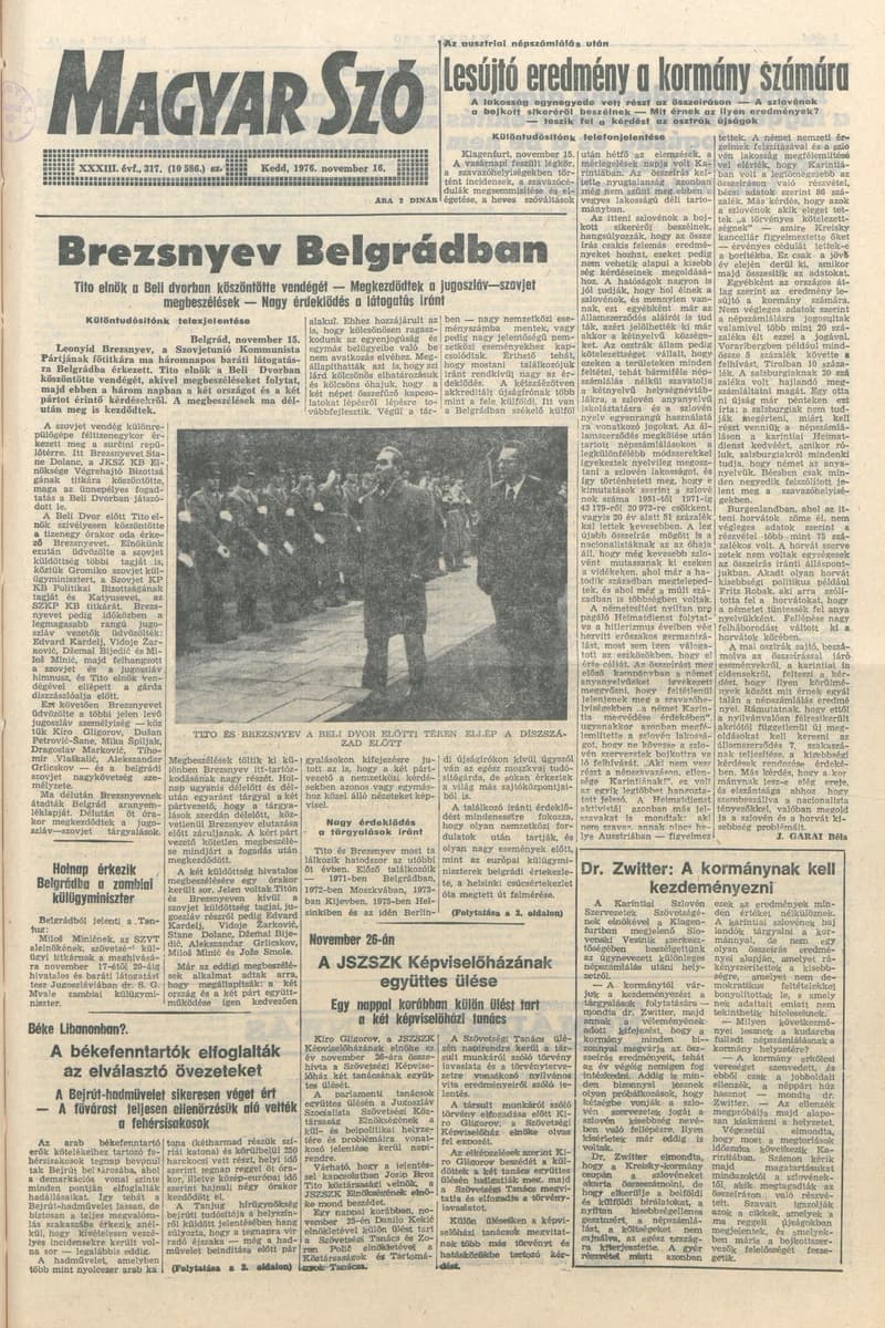 Magyar Szó, 33. évf. 1976. november 16. 317. sz. 1–20. oldal