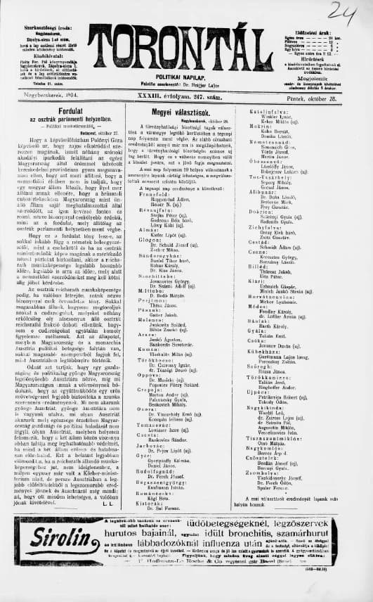 Torontál, 33. évf. 1904. október 28. 247. sz.
