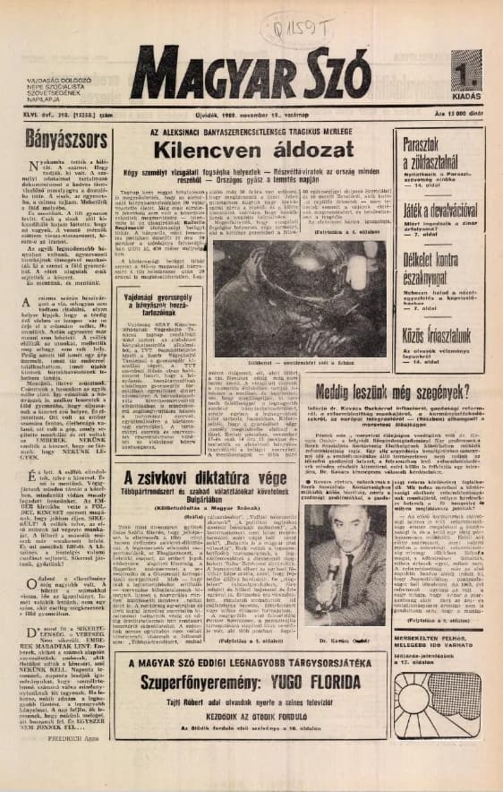 Magyar Szó, 46. évf. 1989. november 19. 318. sz.