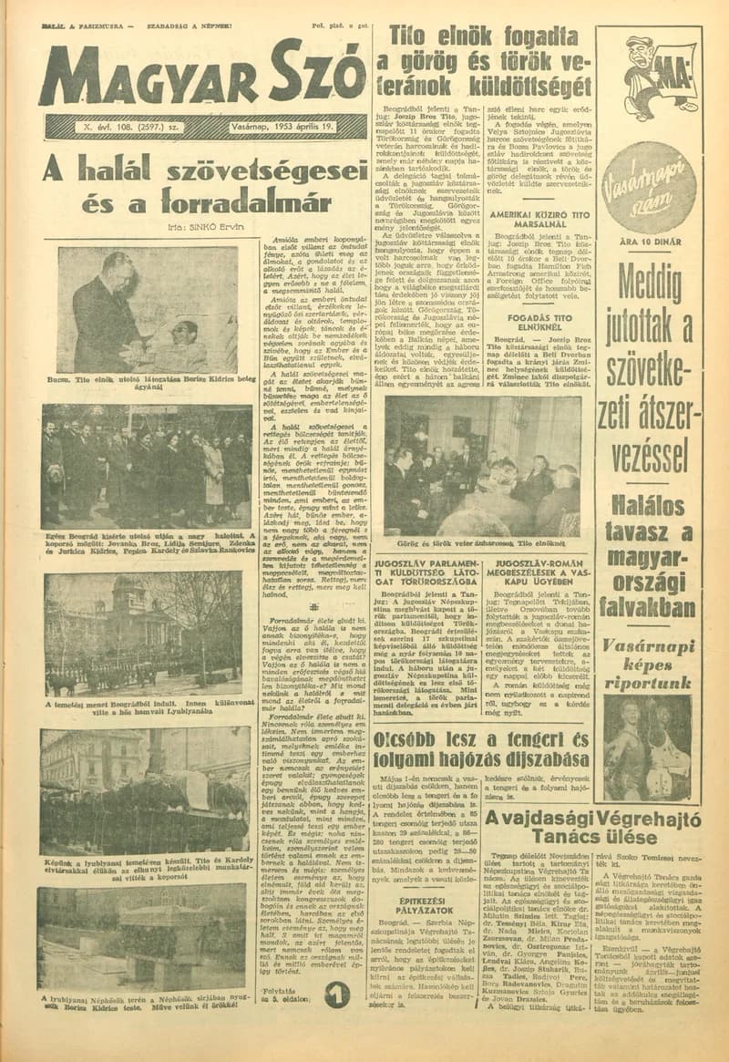 Magyar Szó, 10. évf. 1953. április 19. 108. sz. 1–14. oldal