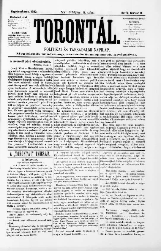 Torontál, 21. évf. 1892. február 8. 11. sz.