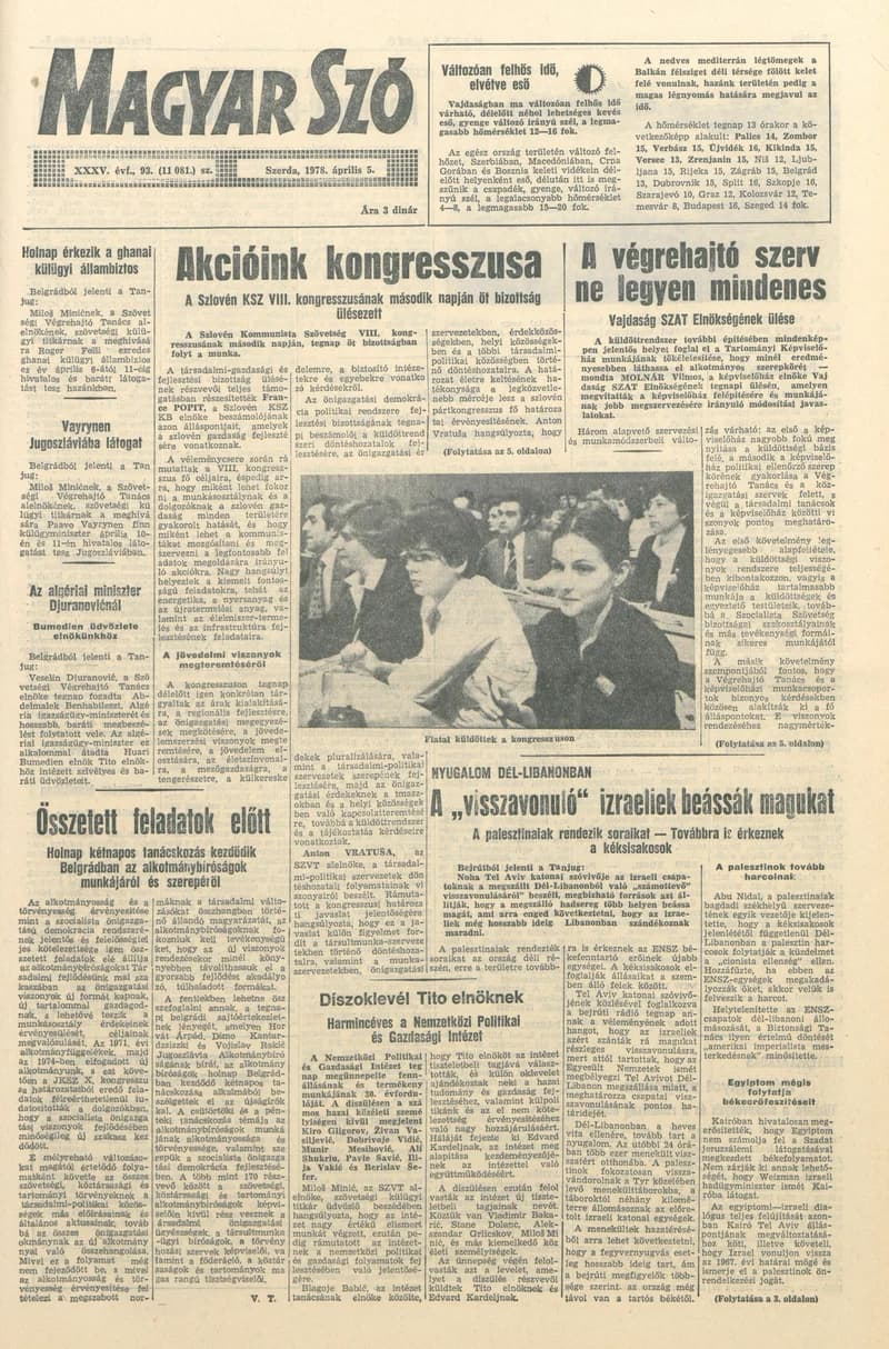 Magyar Szó, 35. évf. 1978. április 5. 93. sz. 1–24. oldal