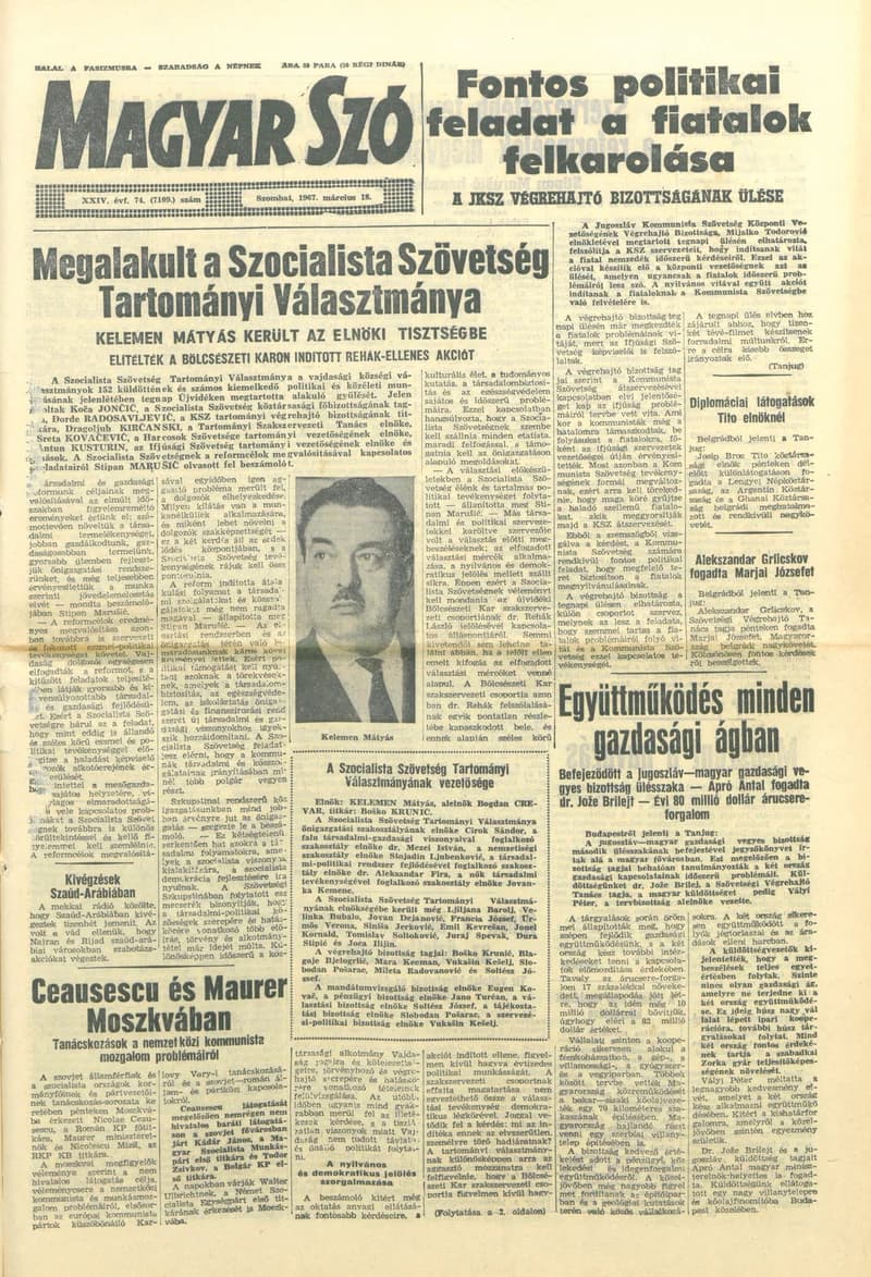 Magyar Szó, 24. évf. 1967. március 18. 74. sz. 1–12. oldal