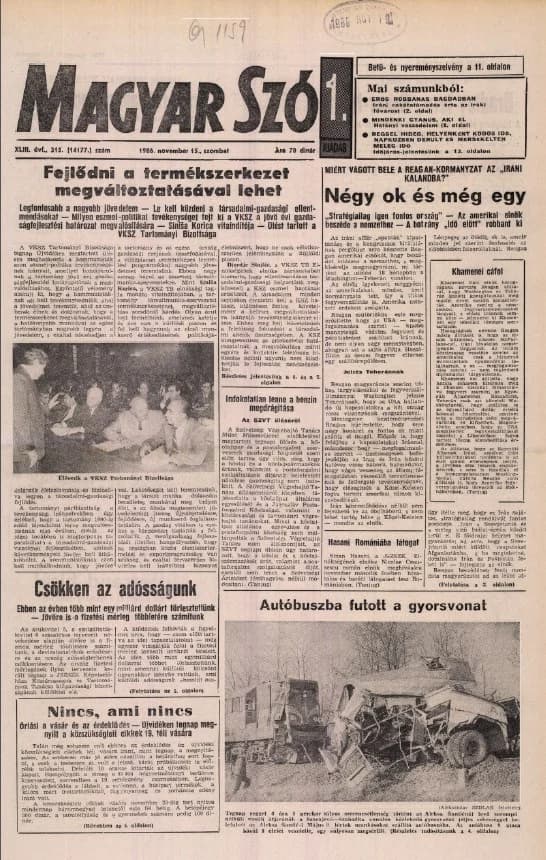 Magyar Szó, 43. évf. 1986. november 15. 315. sz. 1–24. oldal