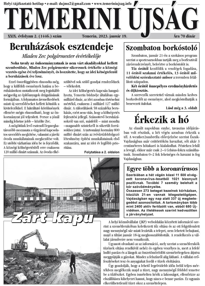 Temerini Újság, 29. évf. 2023. január 19. 2. sz.