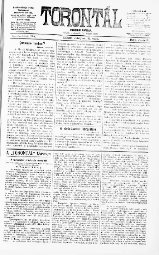 Torontál, 33. évf. 1904. február 15. 36. sz.