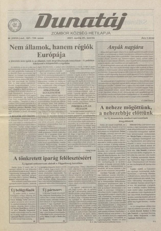 Dunatáj, 3. évf. 2001. április 25. 107–108. sz.
