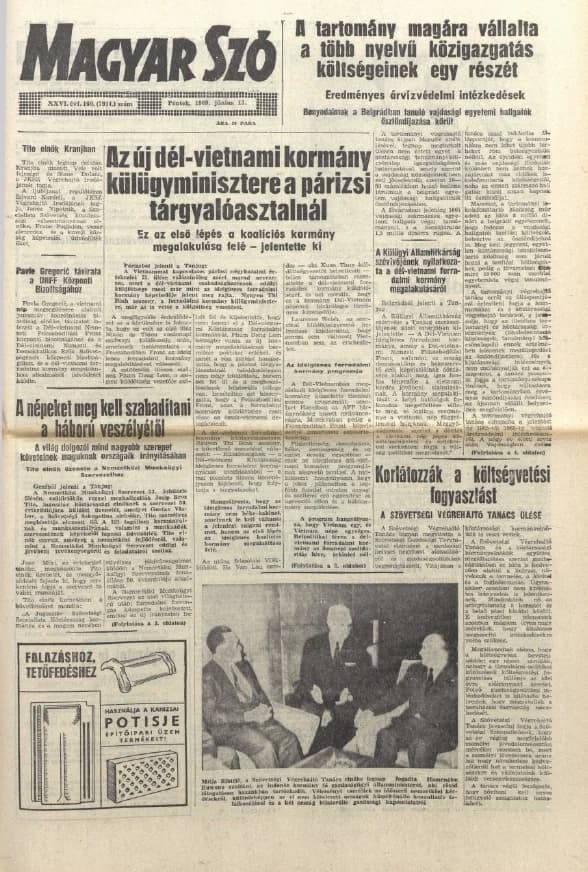 Magyar Szó, 26. évf. 1969. június 13. 160. sz. 1–12. oldal