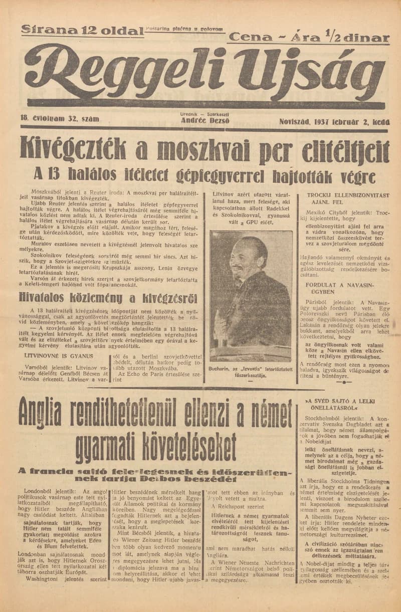 Reggeli Újság, 18. évf. 1937. február 2. 32. sz.