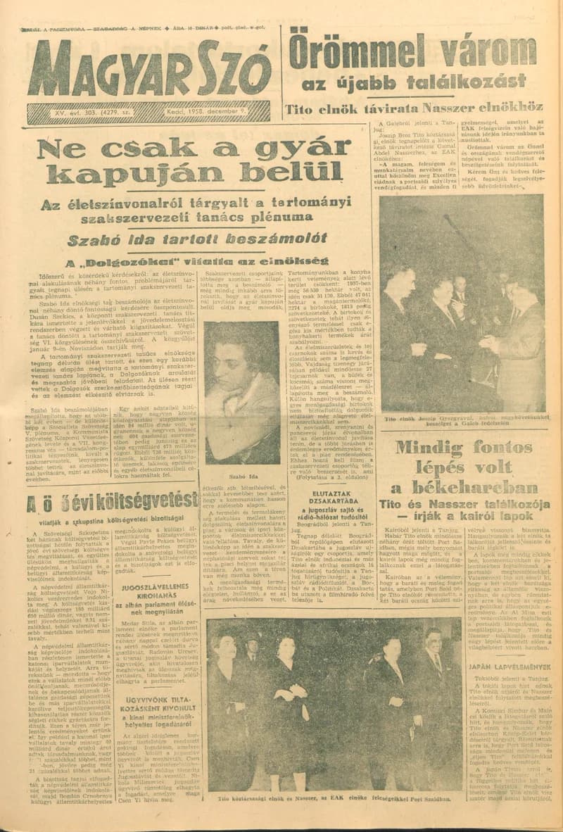 Magyar Szó, 15. évf. 1958. december 9. 303. sz. 1–16. oldal
